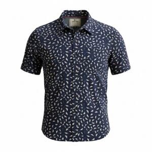 MBX Premium Goods Button Down Shirt Short Sleeve Blue‎ Geometric Mens Medium